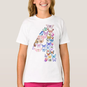 T-shirt Numéro 4 Papillons Thème Enfants de 4 ans