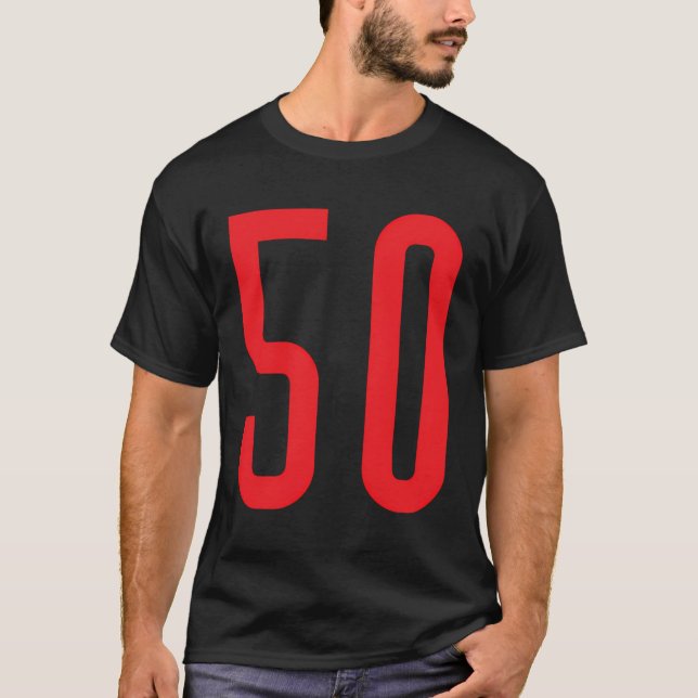 T-shirt Numéro 50 Red Sports Fan Jersey Numéro (Devant)