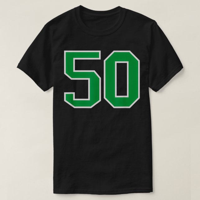 T-shirt Numéro #50 Sport Jersey Vert Blanc Lucky Numéro (Design devant)