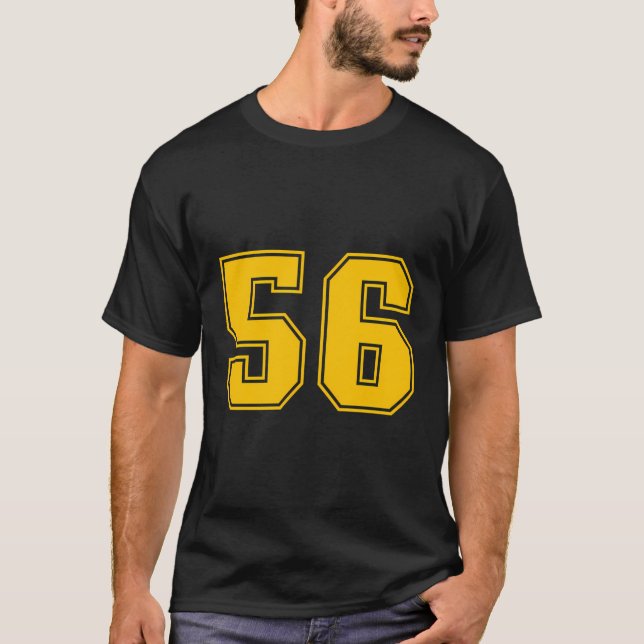 T-shirt Numéro 56 Yellow Sports Fan Jersey Numéro (Devant)