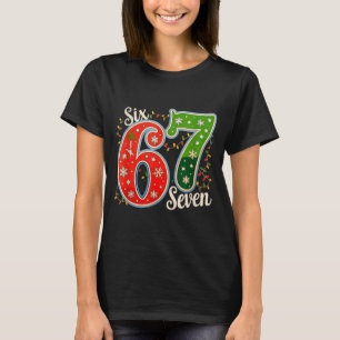 T-shirt Numéro 67 Drôle Six Sept 6 7 Mème Lumière de Noël