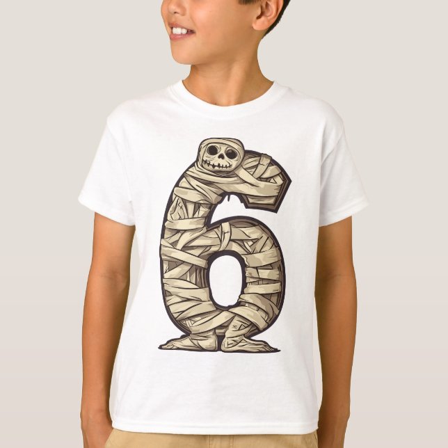 T-shirt Numéro 6 Mummy Halloween Thème 6 Année Enfants (Devant)