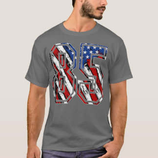 T-shirt Numéro 85 Drapeau rouge blanc et bleu américain 85