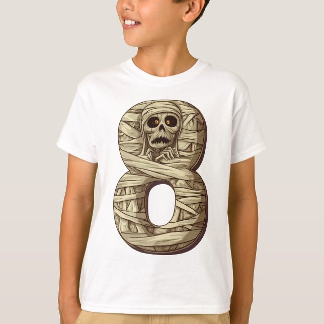 T-shirt Numéro 8 Mummy Halloween Thème 8 Année Enfants (Devant)