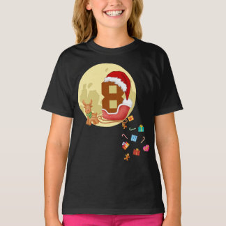 T-shirt Numéro 8 Père Noël Sleigh Thème de Noël 8 ans