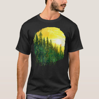 T-shirt Numéro binaire Retro Mountain Forest Ordinateur