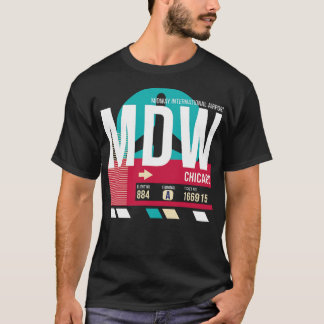T-shirt Numéro de bagage E du code de l'aéroport MDW de Ch