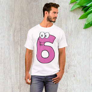 T-shirt Numéro de dessin 6 amusant violet souriant six