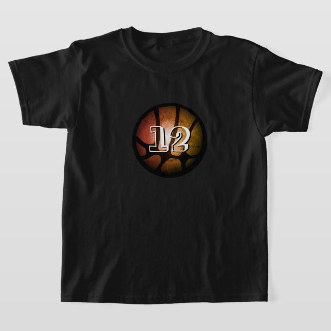 T-shirt Numéro de la balle de basketball en métal orange (Poser)