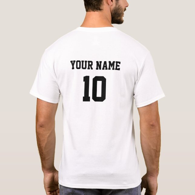 T-shirt Numéro de nom personnalisé Avant arrière noir blan (Dos)