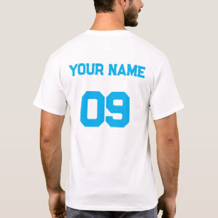 T-shirt Numéro de nom personnalisé sur le dos Sky Blue Fon