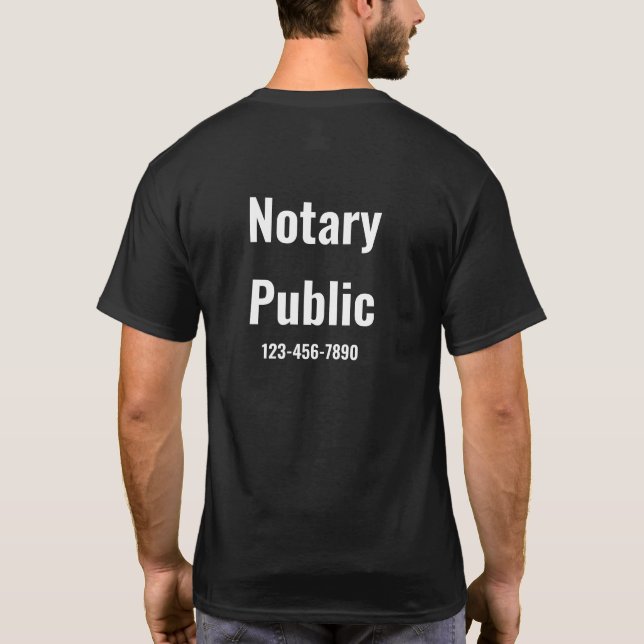 T-shirt Numéro de téléphone public du notaire Modèle noir  (Dos)