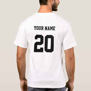 T-shirt Numéro et nom personnalisés noir et blanc