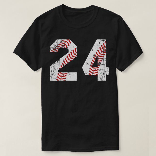 T-shirt Numéro vintage de baseball 24 Jersey (Design devant)