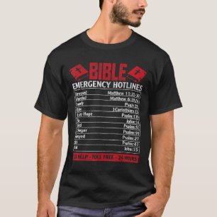 T-shirt Numéros d'urgence de la Bible Drôle Dieu Chrétien 