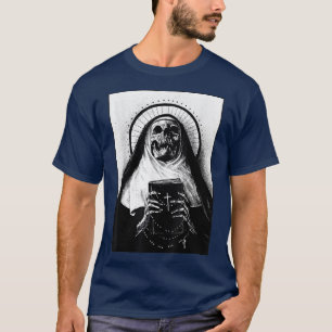 T-shirt Nun Squelette Occulte Gothique Malin Nun Anti Chri