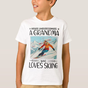 T-shirt N'undermettez jamais une grand-mère qui aime skier