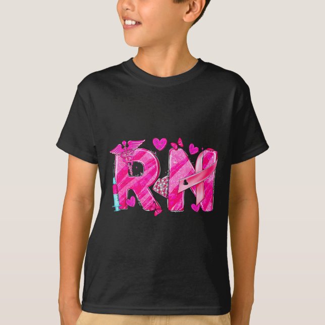 T-shirt Nurse Breast Cancer Awareness Nk Ribbon Nursing Rn (Devant)