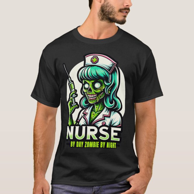 T-shirt nurse by day zombie by night (Devant)