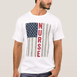 T-shirt Nurse Drapeau Américain Vintage Gravure Design de