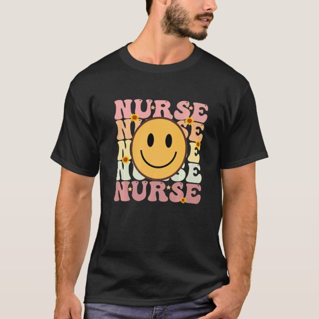 T-shirt Nurse Groovy Retro Hippie   (Devant)