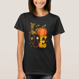 T-shirt Nurse Leopard Pumpkin Thanksgiving Love ER Nurse L