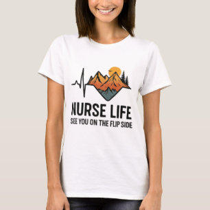 T-shirt Nurse Life - EKG Heartline Mountain Design