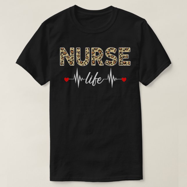T-shirt Nurse Life, Empreinte de léopard, Funny Nurse Heal (Design devant)