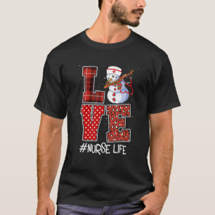 T-shirt Nurse Life Leopard Snow Man laide Noël Noël Noël N
