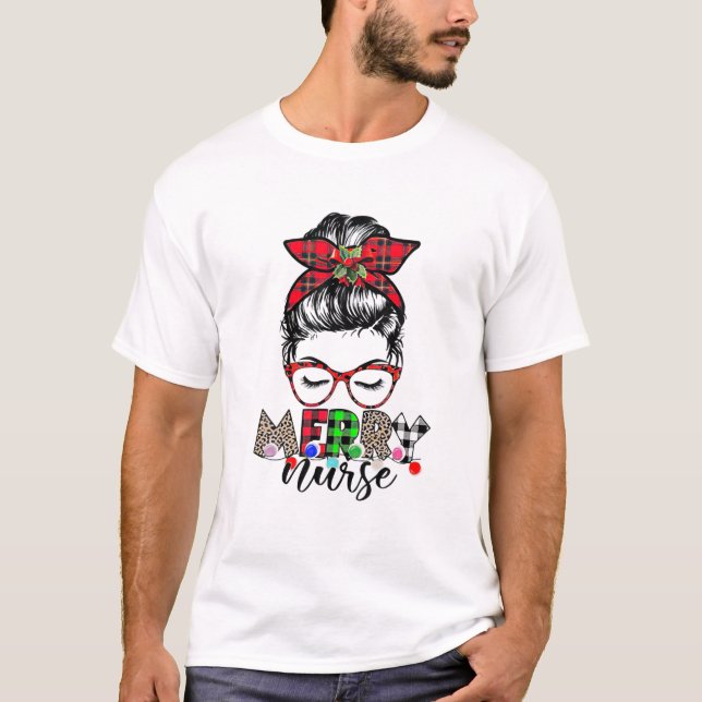T-shirt Nurse Messy Bun Joyeux (Devant)