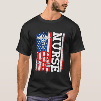 T-shirt Nurse Nursing American Flag Patriotic 4Th Of July