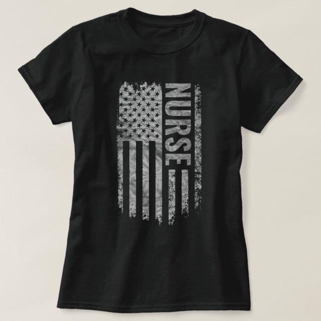 T-shirt Nurse USA Flag Distressed design (Design devant)