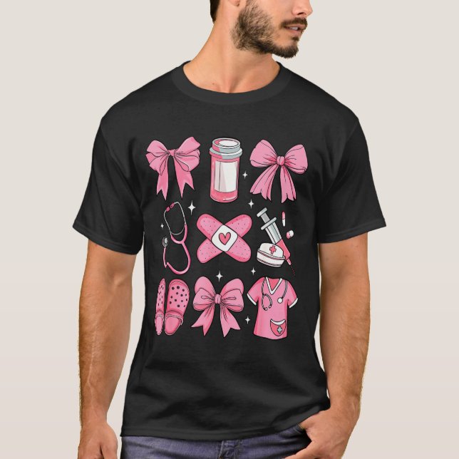 T-shirt Nurse Valentines Day Coquette Bow Valentine Nurse  (Devant)