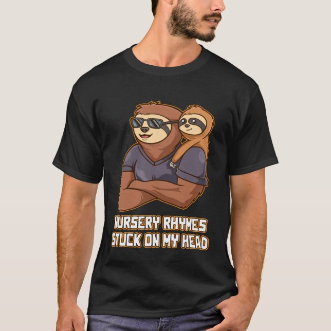 T-shirt Nursery Rhymes Stuck on My Head Dad Toddler Daddy  (Devant)