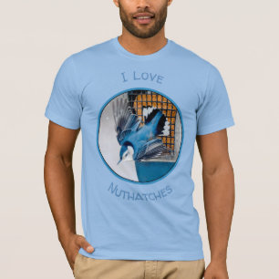 T-shirt Nuthatch à poitrine blanche en neige - Photo origi