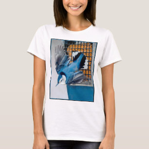 T-shirt Nuthatch à poitrine blanche en neige - Photo origi