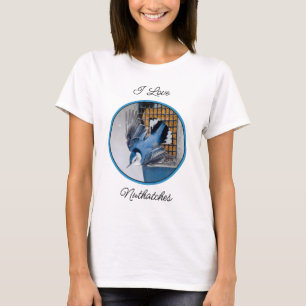 T-shirt Nuthatch à poitrine blanche en neige - Photo origi