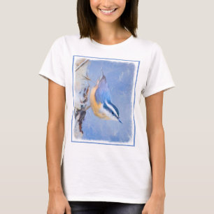 T-shirt Nuthatch à poitrine rouge Peinture d'art original 