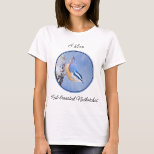 T-shirt Nuthatch à poitrine rouge Peinture d'art original 