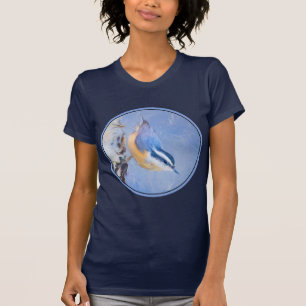 T-shirt Nuthatch à poitrine rouge Peinture d'art original 
