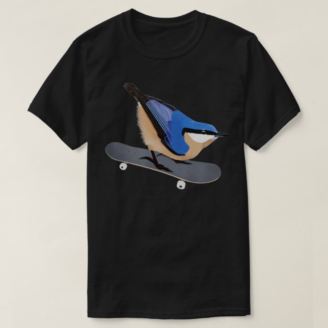 T-shirt Nuthatch Bird Skateboard Birdwatcher Animal Biolog (Design devant)
