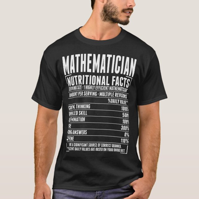 T-shirt nutritionnel de faits de mathématicien (Devant)
