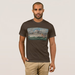 T-shirt NY Voyage Grand Bateau à roue à aubes à vapeur The