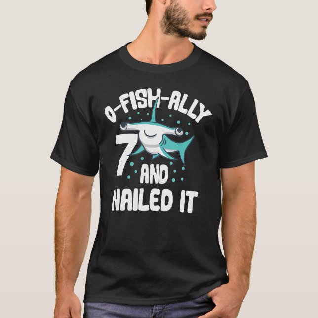 T-shirt O Fish Ally 7 Year Old Shark 7Birthday Boy Hamm (Devant)
