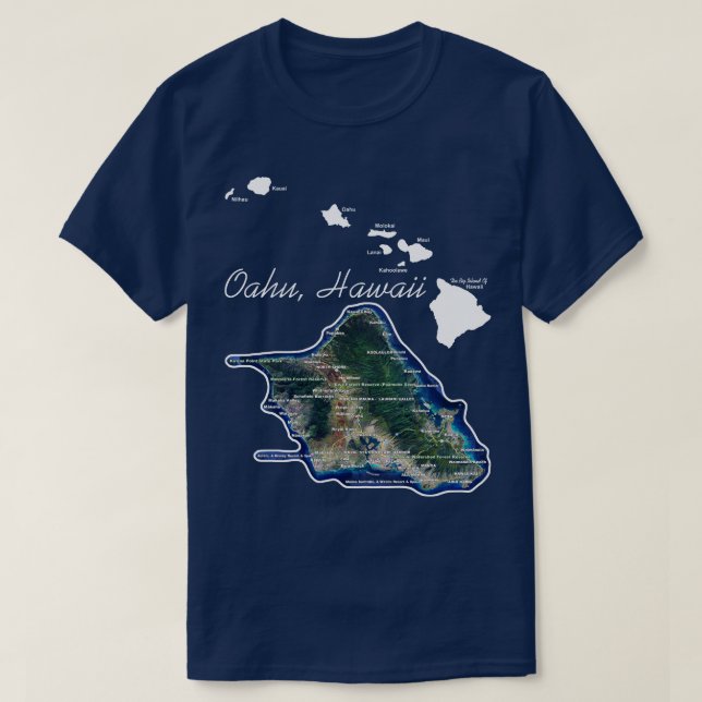 T-shirt Oahu Hawaii Avec Les Îles Hawaïennes (Design devant)