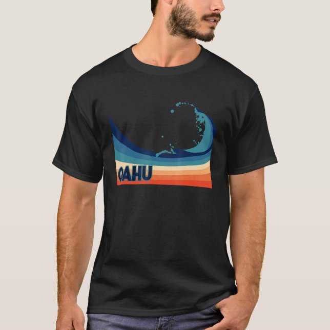 T-shirt Oahu Hawaii Surf rétro voile et pêche hawaïenne (Devant)
