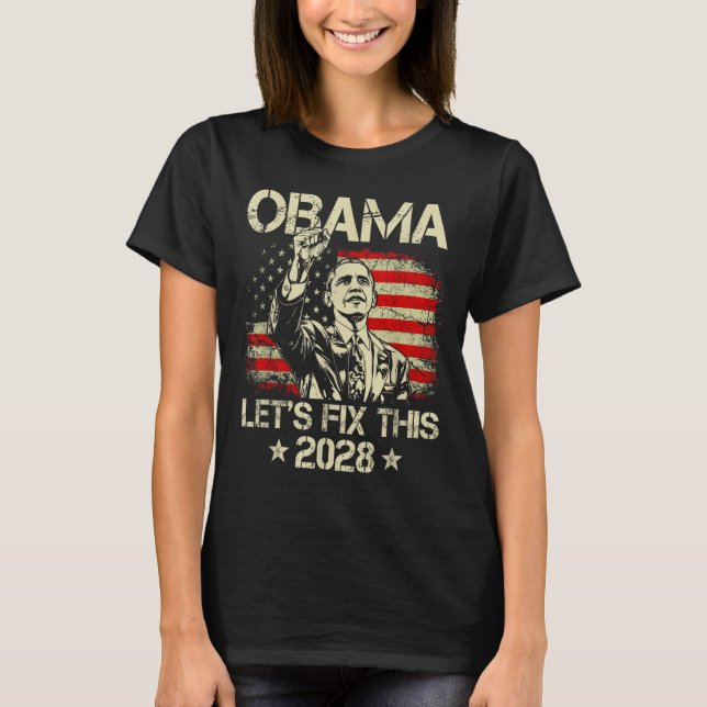 T-shirt Obama 2028 Let's Fix This Obama 48th President (Devant)