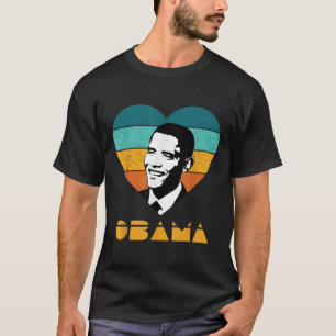 T-shirt Obama Portrait Retro Coeur Vintage