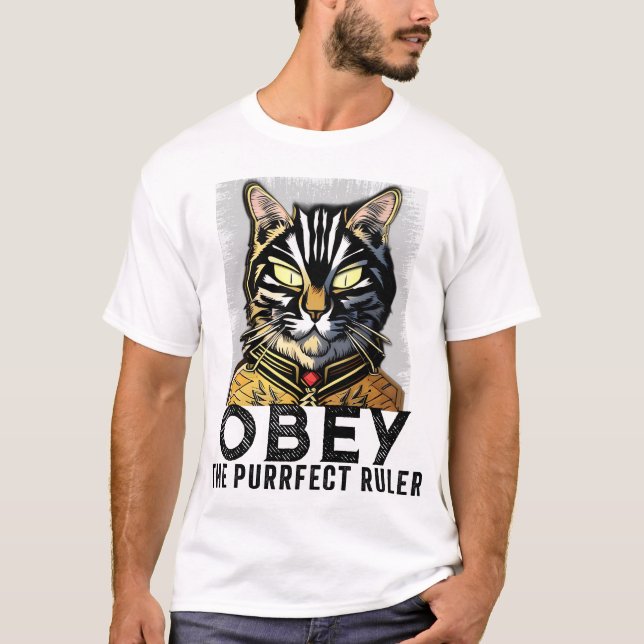 T-shirt Obéissez à la règle Purrfect - Malin Chat (Devant)