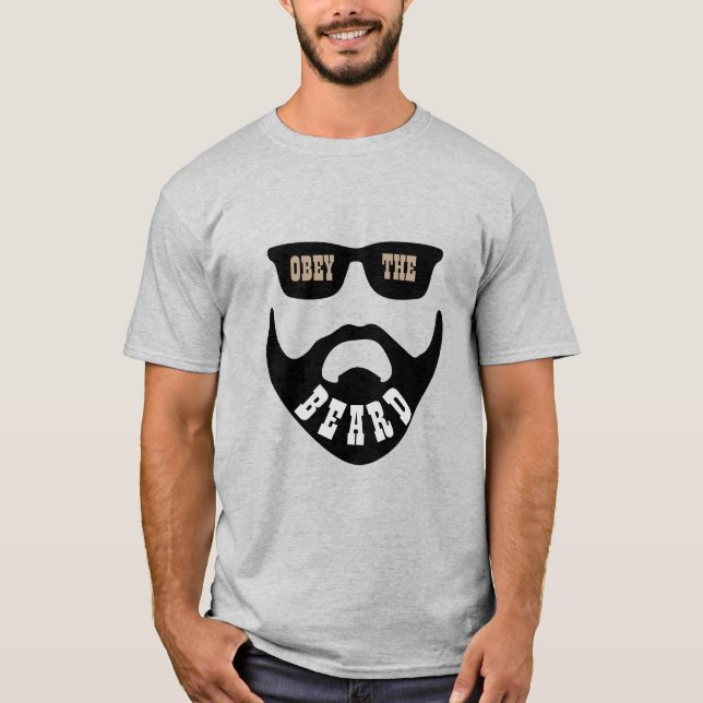T-shirt Obey the Beard (Oeil Brown de barbe noire) (Devant)